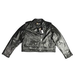 NWT Xelement Women's Large B7800 Queenie Black Leather Motorcycle Biker Jacket